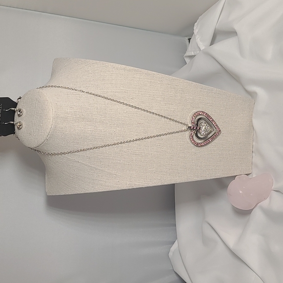 Necklace HEARTS 💕 Pink RHINESTONES 💗 WHITE too & moves